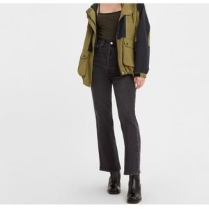 Levi's “Worn in Black” Ribcage Cropped Boot Leg Jeans